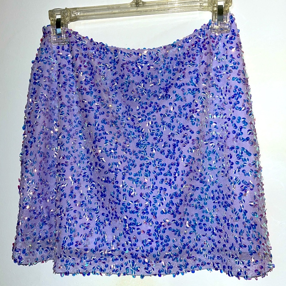 3/$25• SHASA Lavender Sequined Miniskirt Cute Festival Rave Outfit NWOT